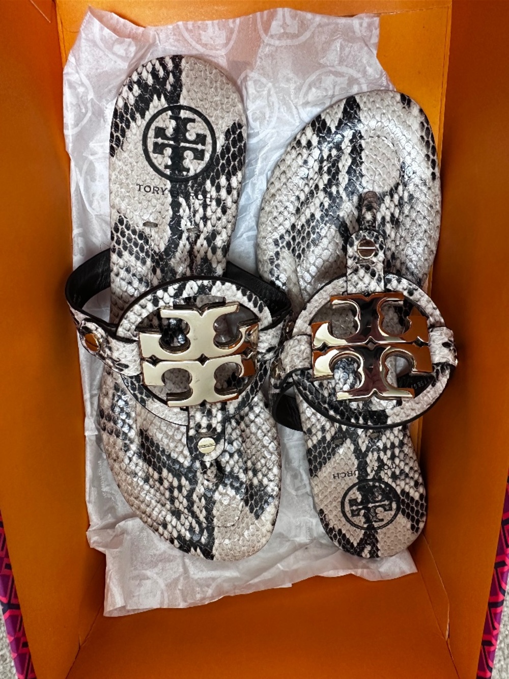 Tory Burch Miller python print sandal